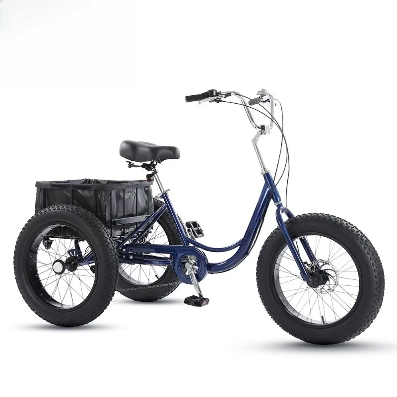 20 inch fat tire 7 speed tricycle human pedal snow adult elderly vegetable basket car widened fat tire