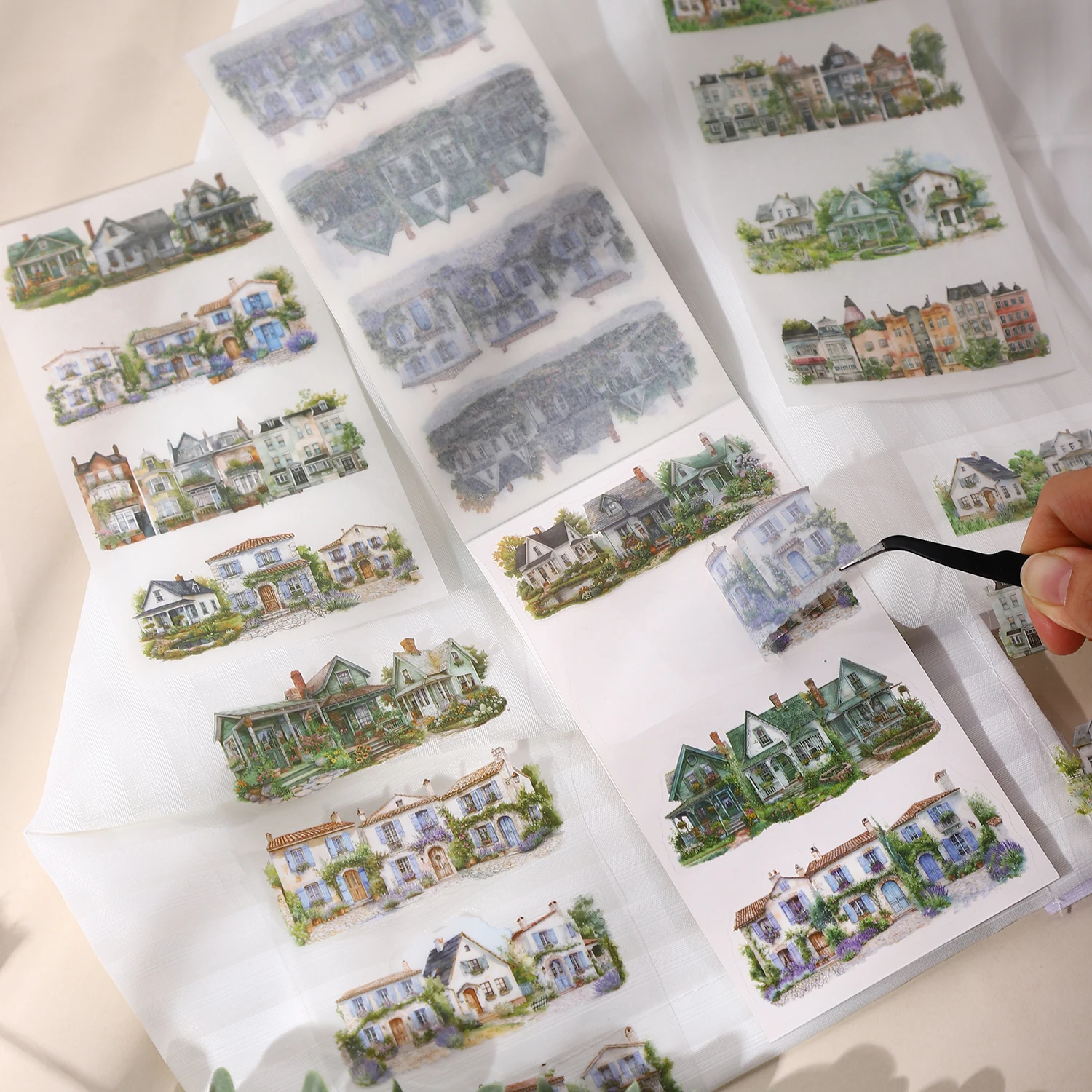 Longing for Small Town Series Vintage Building Landscaping Sticker Book Creative DIY Journal Material Collage Stationery