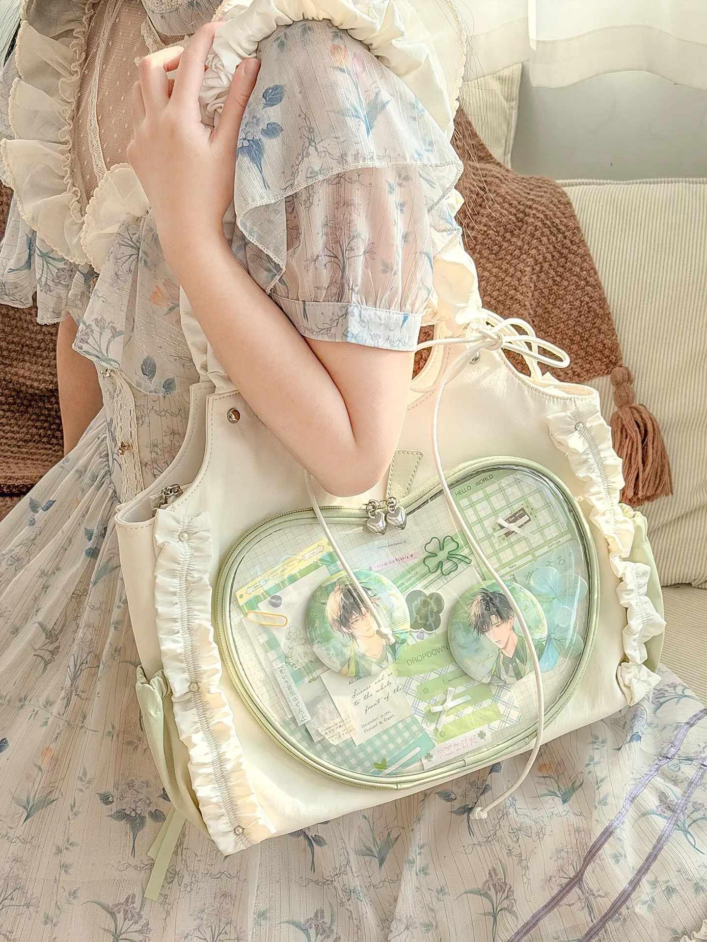 Cute Sweet Original Apple Pain Window Lta Bag Daily Commuter Bag Large Capacity Two-dimensional Single Shoulder Oblique Span Bag