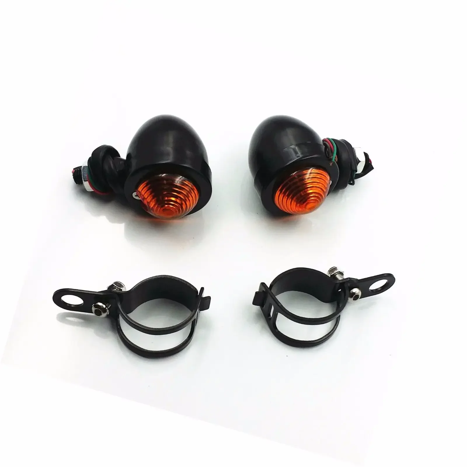 

Black Turn Signal Running Light Fork Clamp Cafe Racer Retro Vintage XL CB Custom