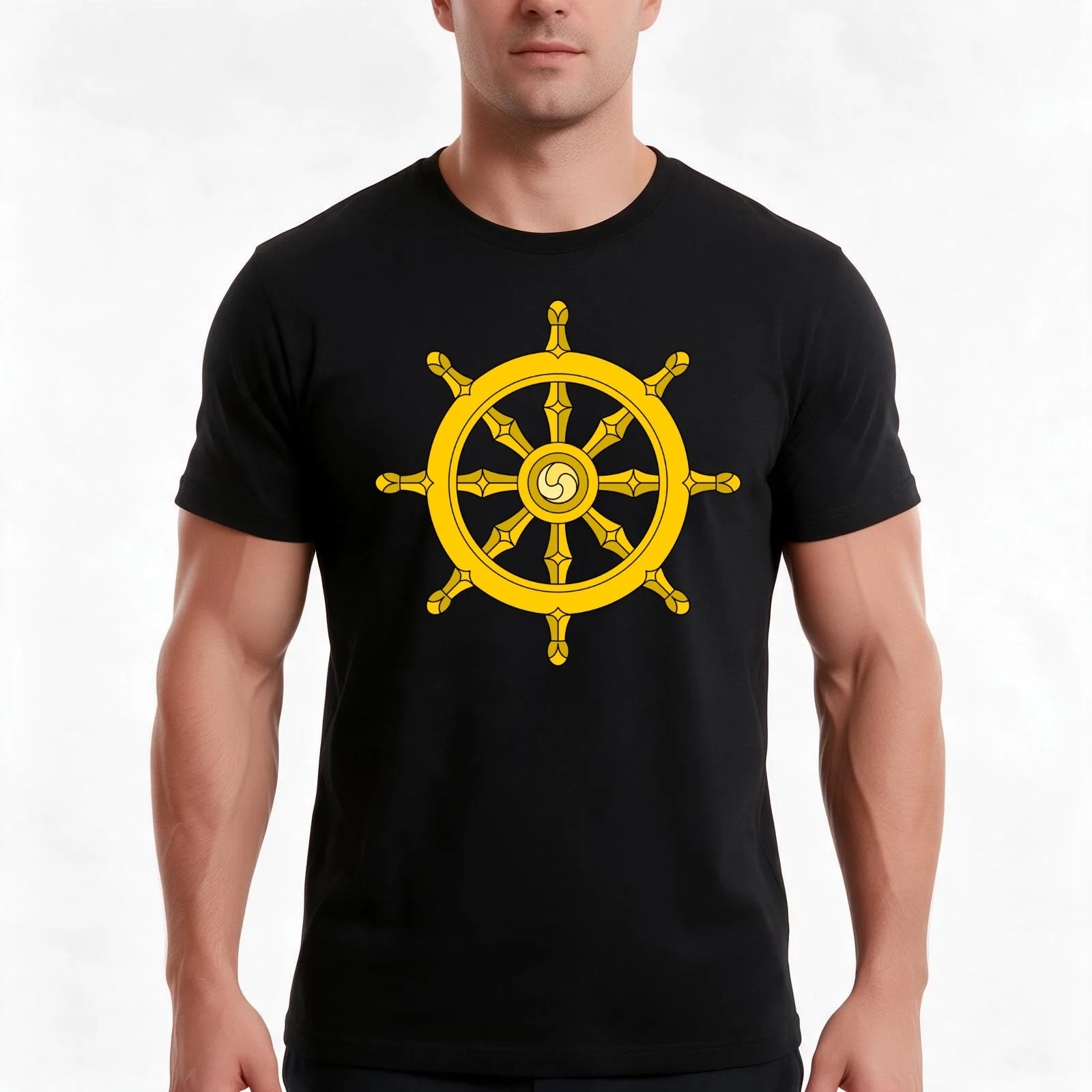 Dharma Wheel T-Shirt Summer Casual Cotton Tee Oversized Streetwear Tops Vintage Graphic Print Loose Fit Short Sleeve