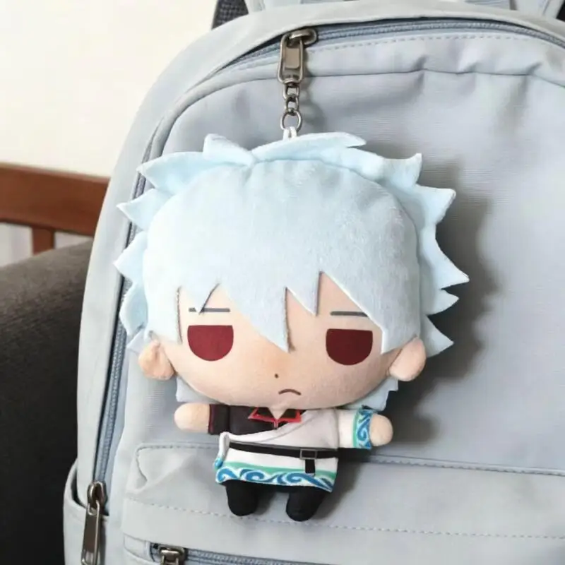 12Cm Gintama Sakata Gintoki Q-Version Pp Cotton Flat Print-Body Doll Decoration Bag Pendant Desk Display Toys Thanksgiving Gift