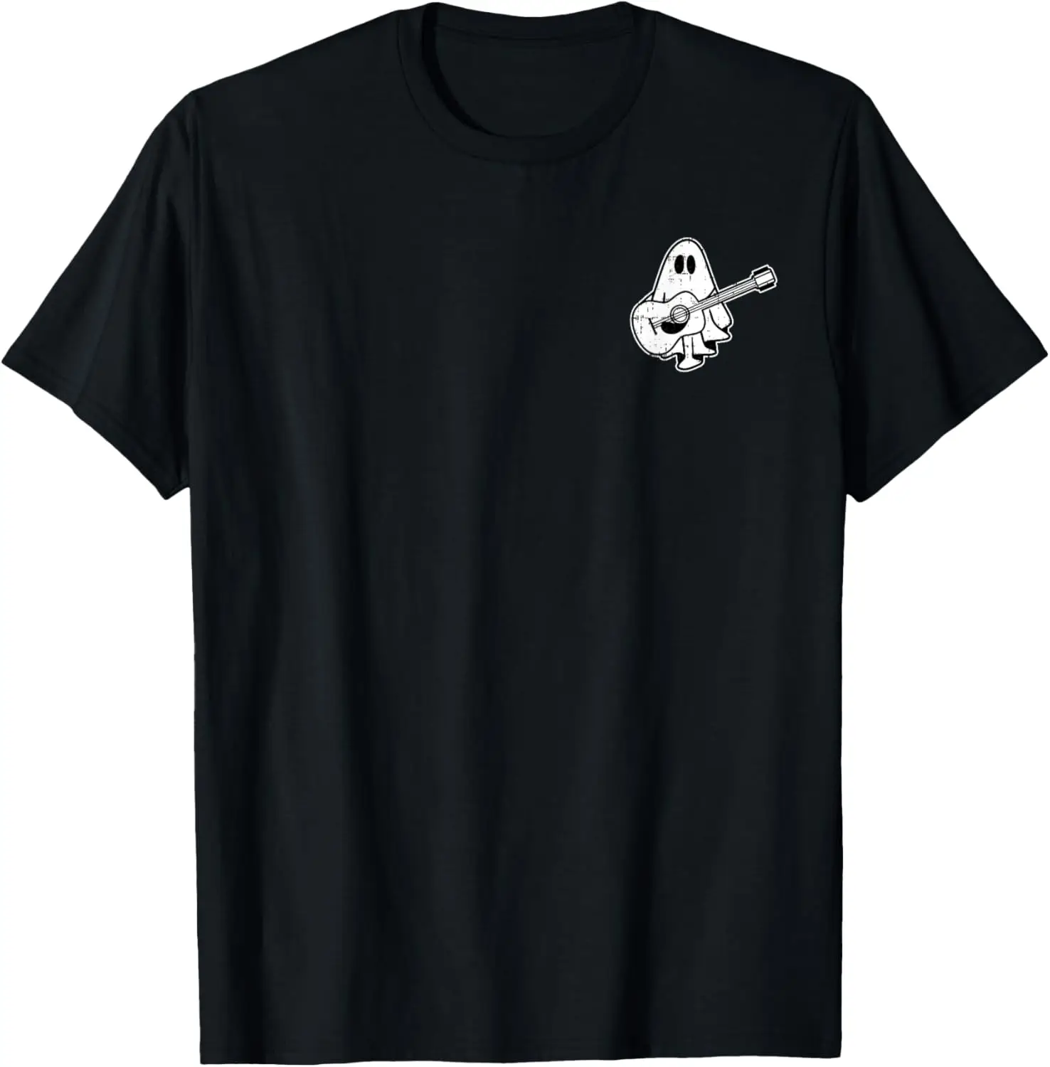 Ghost Guitar Pocket Halloween Costume Guitarist Musician T-Shirt