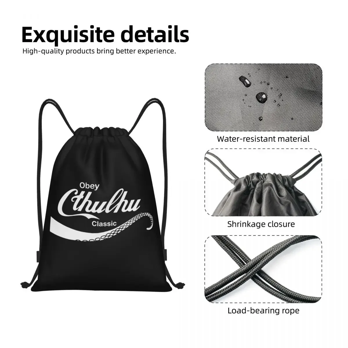 Custom Fashion Brand Call Of Cthulhu Funny Drawstring Bags for Shopping Yoga Backpacks Women Men Lovecraft Sports Gym Sackpack