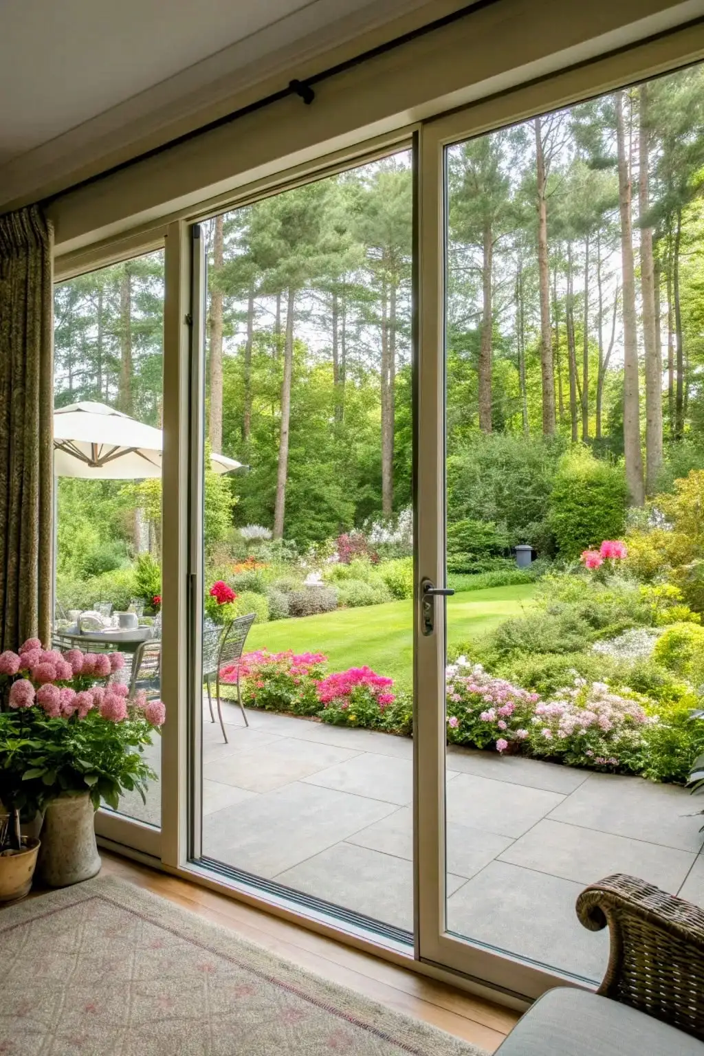 

Narrow Aluminum Frame Windproof Rainproof Double Layer Tempered Glass Panoramic View Manual Partition Door Outdoor Sliding Doors