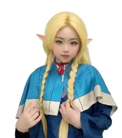 Peluca de Anime Delicious in Dungeon para mujer, Cosplay, Marcille Donato, pelo largo amarillo, resistente al calor