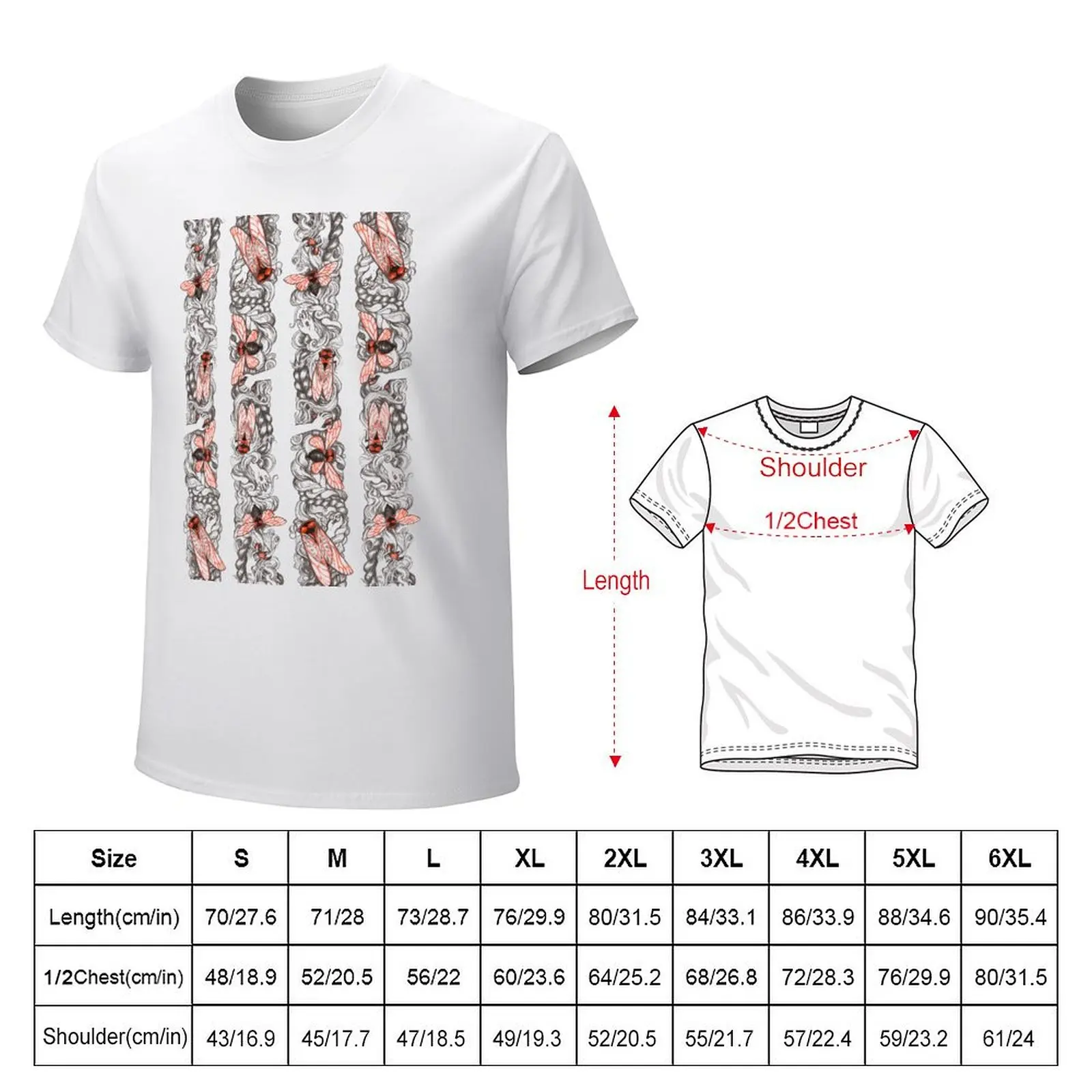 Summer Cicadas T-shirt anime clothes tees aesthetic clothes boys animal print mens white t shirts