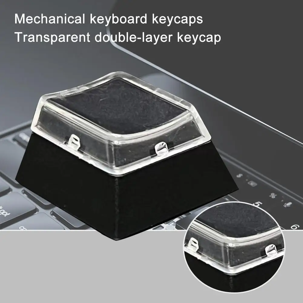 

1pcs Transparent Black Keycaps Double-layer Keycaps Clips Paper Custom Switch Removable Relegendable Mx Keycap V9o2