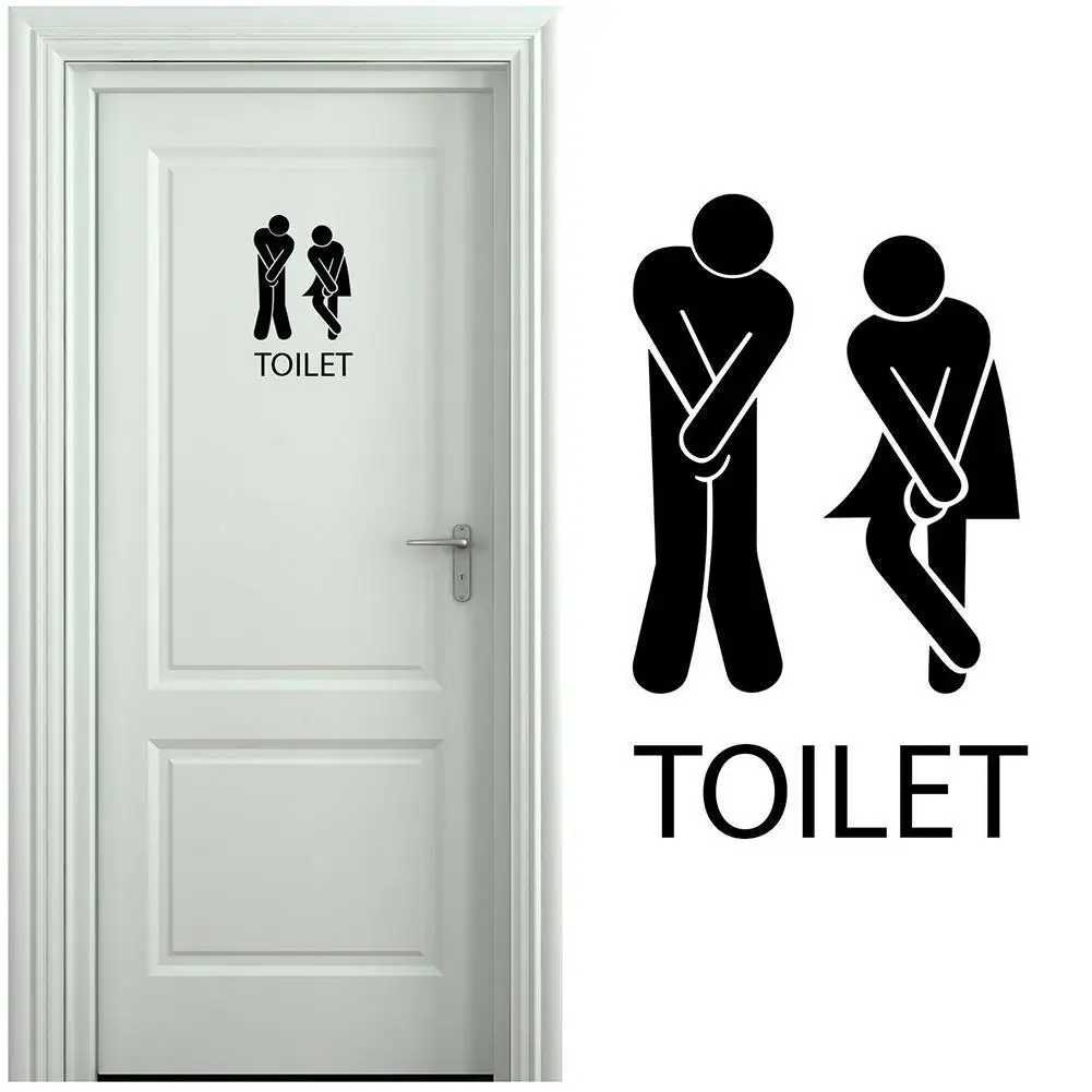 

Creative Funny Toilet Wall/Door Stickers Bathroom Decoration Waterproof Decals Vinyl Wallpaper Poster Home Decor The Wall