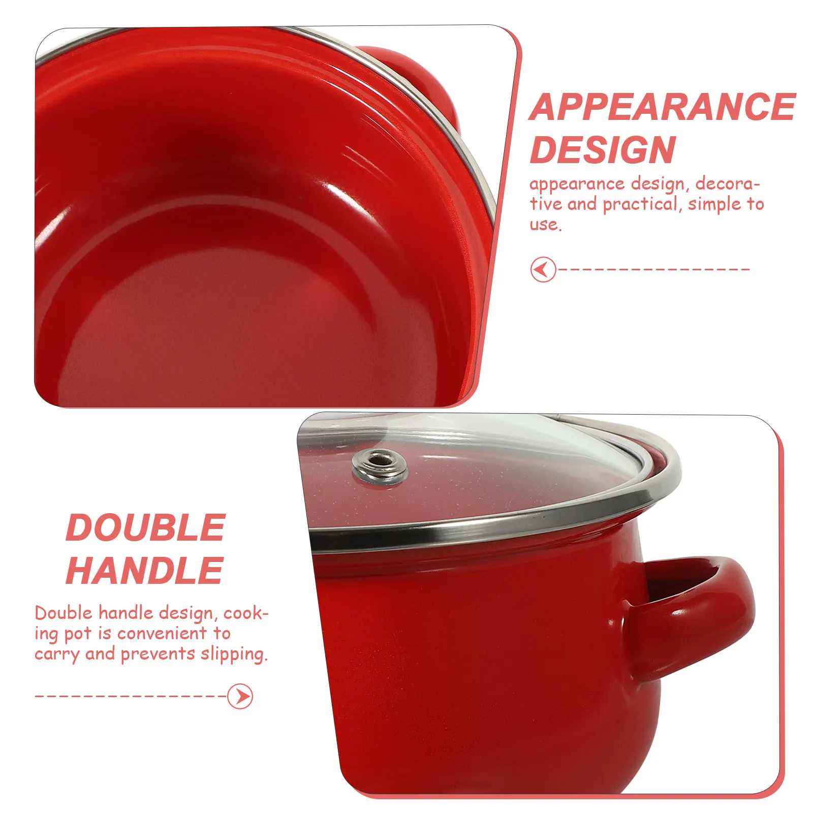 

3Pcs Mini Enamel Cooking Pot Set Double Handles Soup Pan Flat Bottom Saucepan