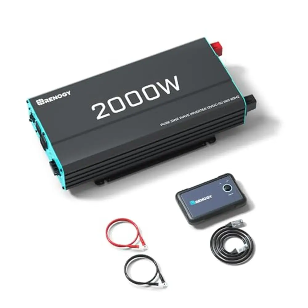 2000W Pure Sine Wave Inverter 12V to 110V AC Converter RV Off-Grid Solar Power 5V/2.1A USB 3 AC Outlets 12VDC to 120VAC Home