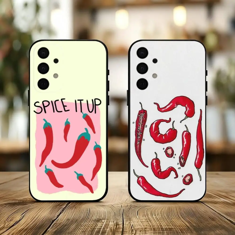 L-Love Red Chili  phone Case For Samsung Galaxy A73,A72,A71,A70,A53,A52,A51,Others Soft Black Shell