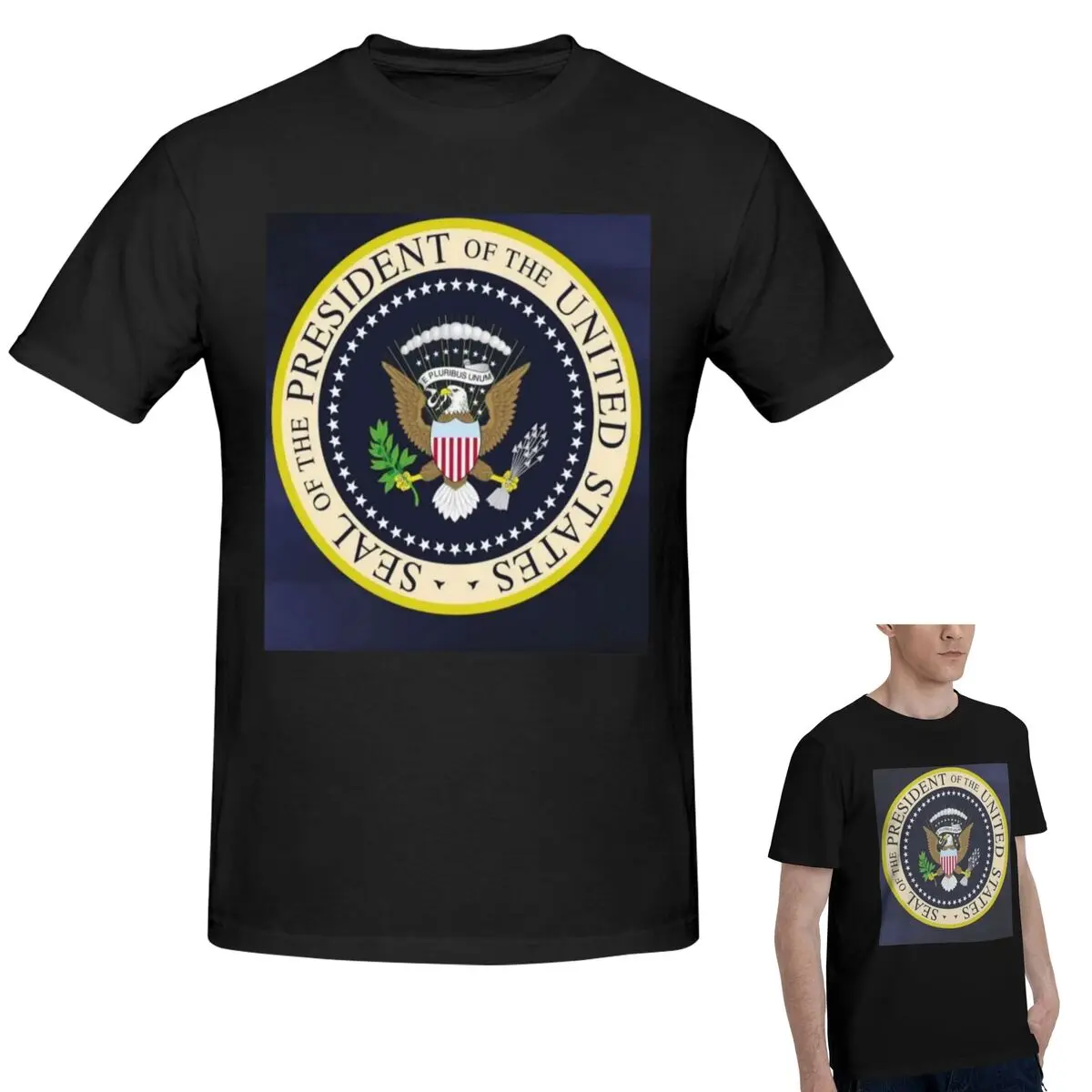

100% Cotton Seal Of The President Of The United States T-Shirt Men's Funny Oversized T Shirt Men Crew Neck Summer Shirts Tops