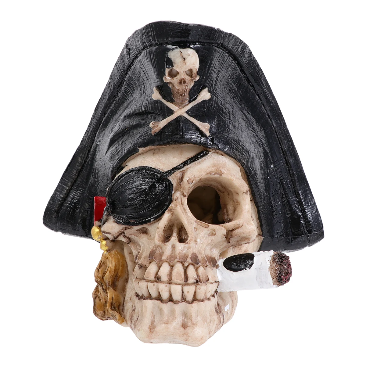 

Pirate Adornment Aquarium Ornament Resin Skull Halloween Fish Shelter Black Tank Decor