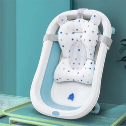 Baby Bath Seat Support Mat Foldable Baby Bath Tub Pad & Chair Newborn Bathtub Pillow Infant Anti-Slip Soft