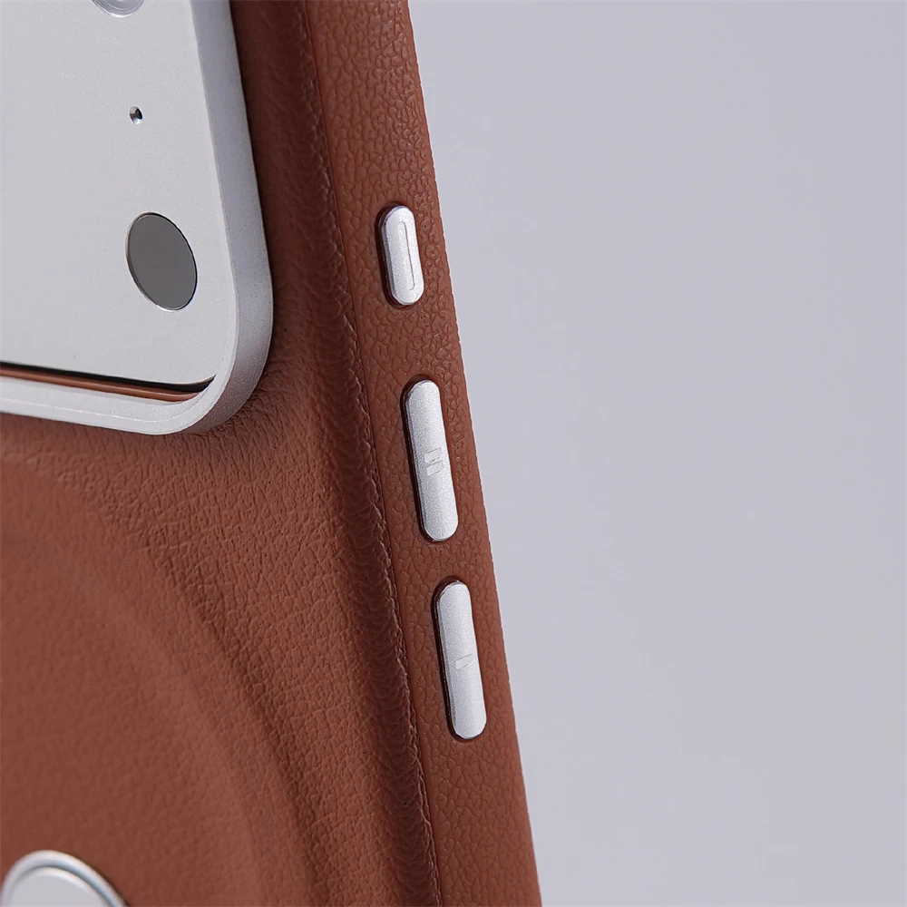 Luksusowy obrotowy uchwyt, odporny na wstrząsy, skórzany futerał MagSafe do iPhone 18 17 Pro Max 16 15 14 13, magnetyczna osłona do bezprzewodowego ładowania. — zdjęcie produktu 4