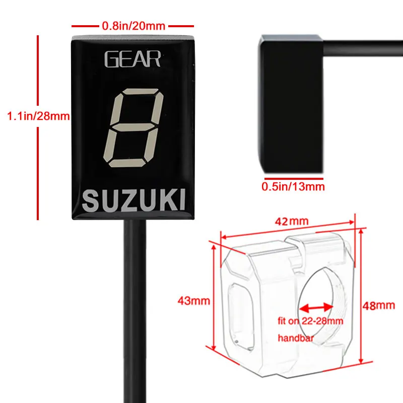 Mortorcycle speed gear display indicator for suzuki gsf 650 800 V-Strom GSXR 600 SV650 750Ecu Plug Mount Intruder