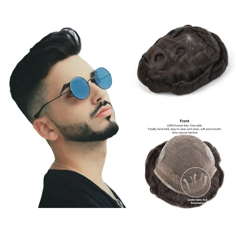 

OCT Toupee For Men | Human Hair Lace+PU Base Hairpiece, Can Be Styled In High Ponytail Wig