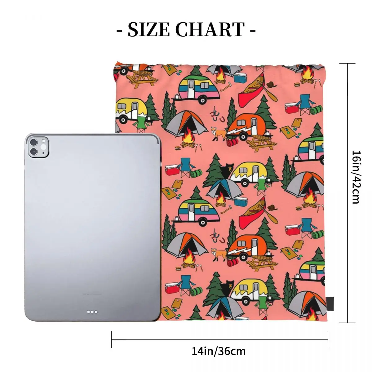 キャンプライフオンサーモンピンクバックパックカジュアルポータ​​ブル巾着バンドルポケット収納袋ブックバッグ男性女性学校