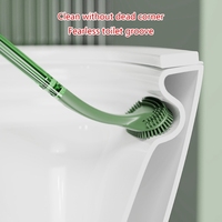 Wall Mounted Household Silicone Toilet Brushes Set Long Handled Soft Bristles Brush Toilet Cleaning Brush Bathroom Accessory