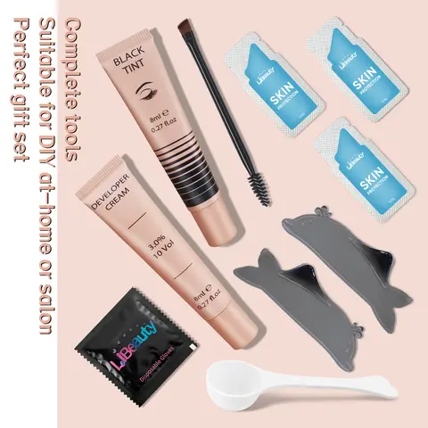 Libeauty 새로운 8ml 블랙 속눈썹 눈썹 염료 래쉬 색조 키트 눈썹 강화제 마스카라 리프트 틴팅 문신 눈 속눈썹 연화 패드 도구