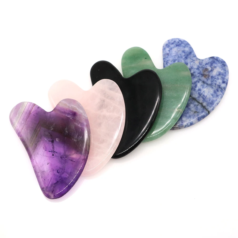 

Natural Stone GuaSha Rose Quartz Jade Facial Beauty Scraping Massage Tools Firm Skin Care Face Gua Sha SPA Physical Therapy Gift