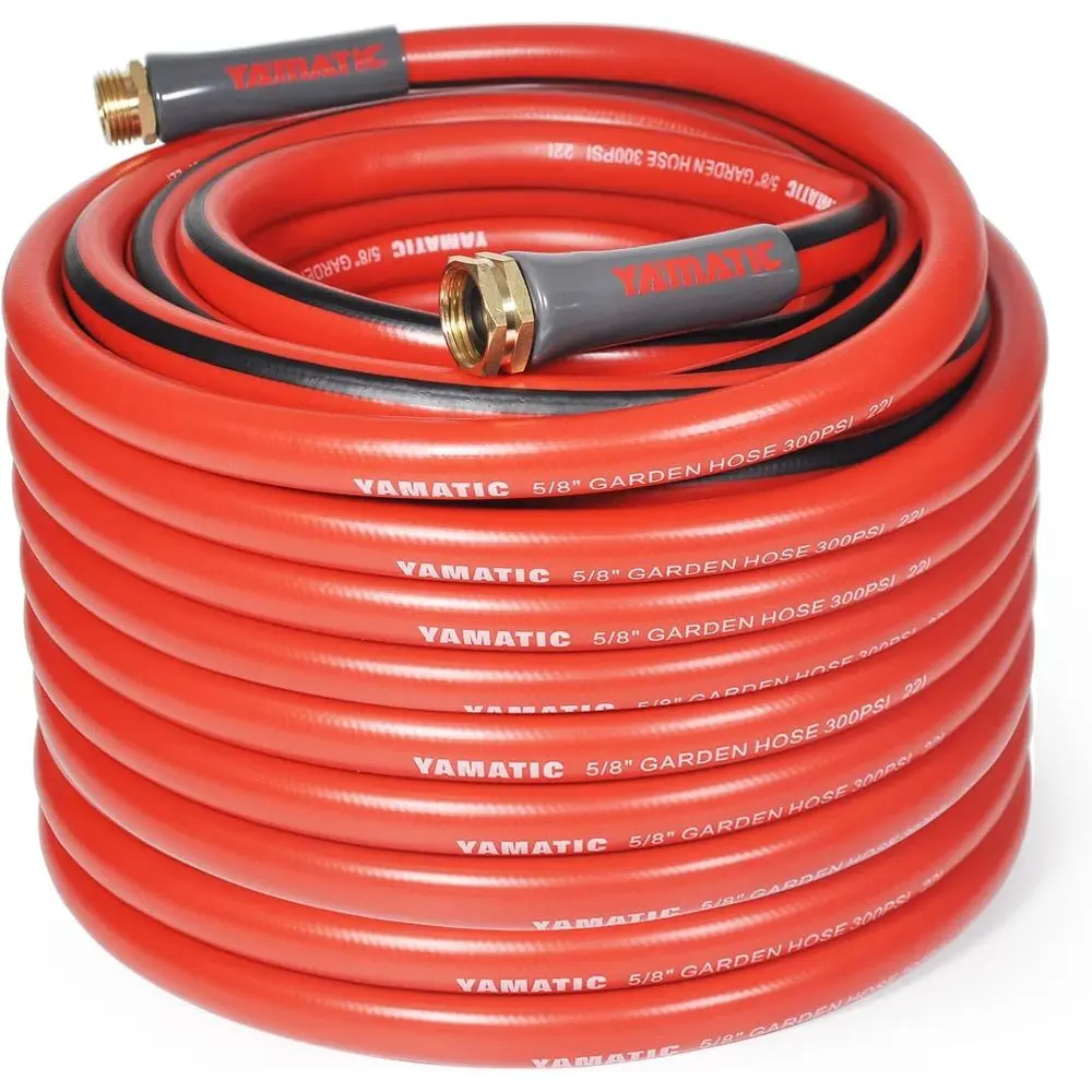 

75FT Garden Hose 5/8 Inch Heavy Duty Water Hose 300 PSI with 3/4 Inch GHT Brass Swivel Connectors – Flexible, Kink-Resistant, Le