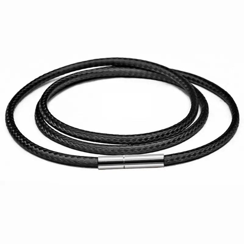 Collar de cadena de cuero de 45-60cm para mujeres y hombres, cadena de cuerda encerada, cierre de acero inoxidable, accesorios de joyería DIY.