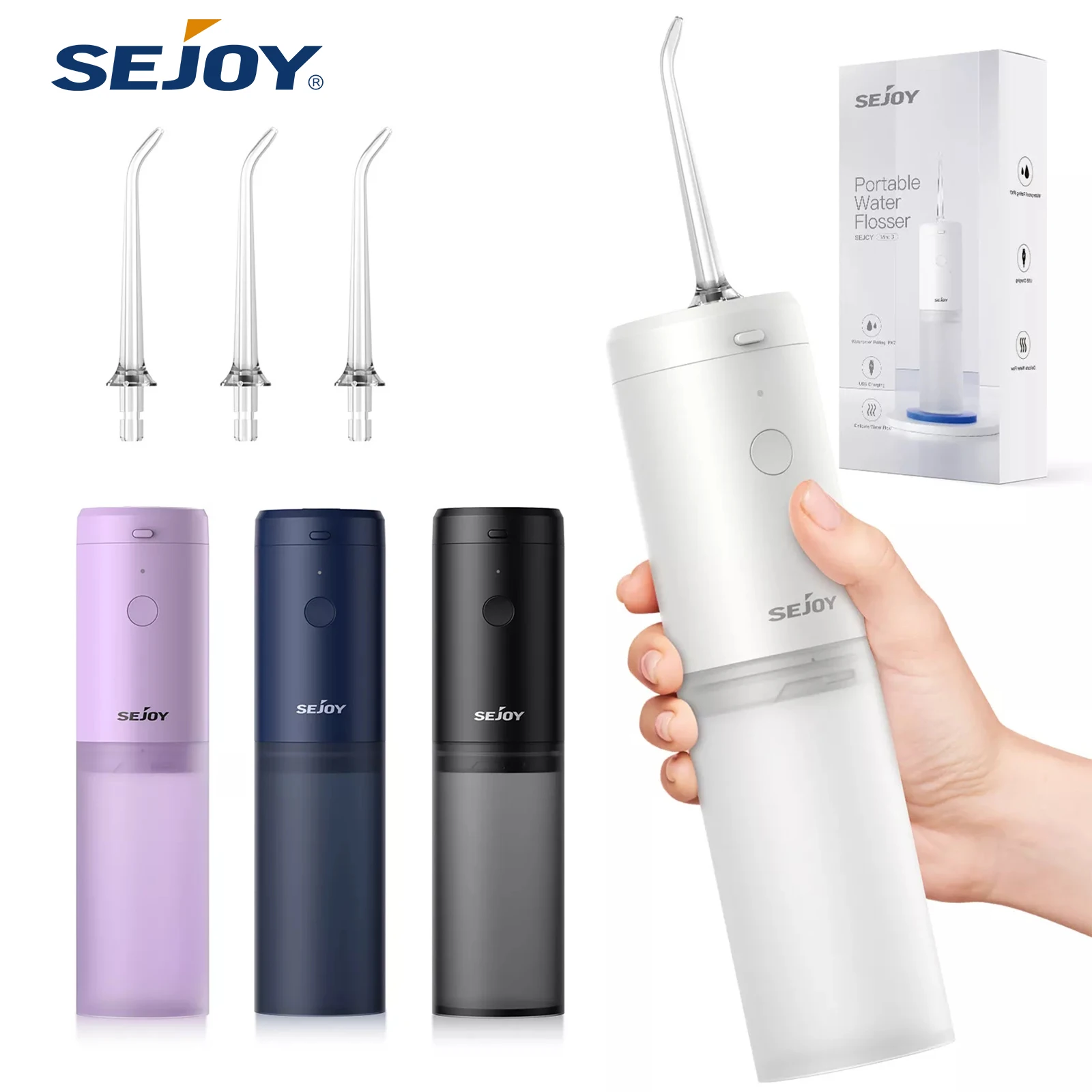 Sejoy-Irrigateur Dentaire, Machine à Laver la Bouche, Voyage, Hydropulseur Portable, Blanchiment des Dents, Étanche IPX7, Outils de Livres de Dents