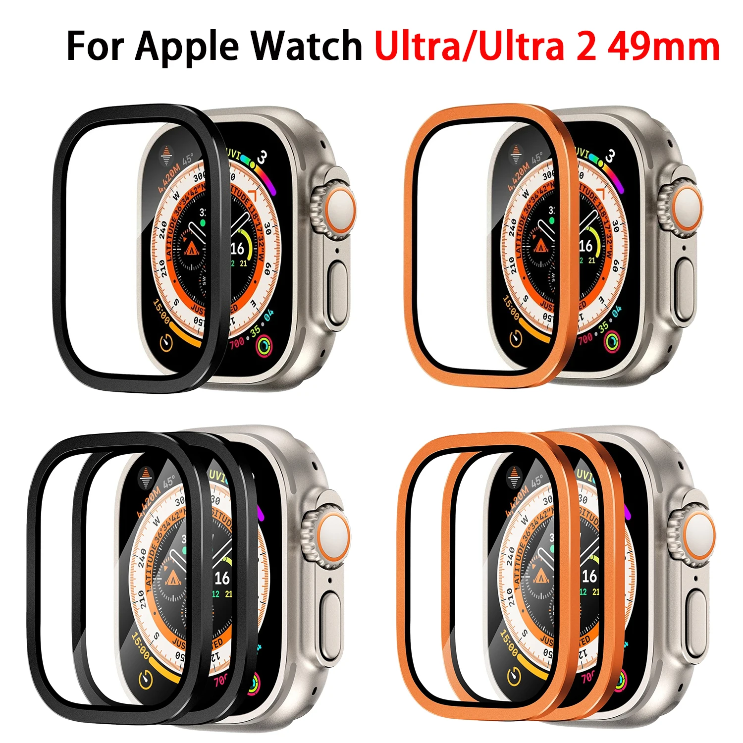1/2PCS HD Metal Tempered Glass For Apple Watch Ultra 49mm Screen Protector Anti-Scratch Bumper Full Film for IWatch Ultra 2 49mm