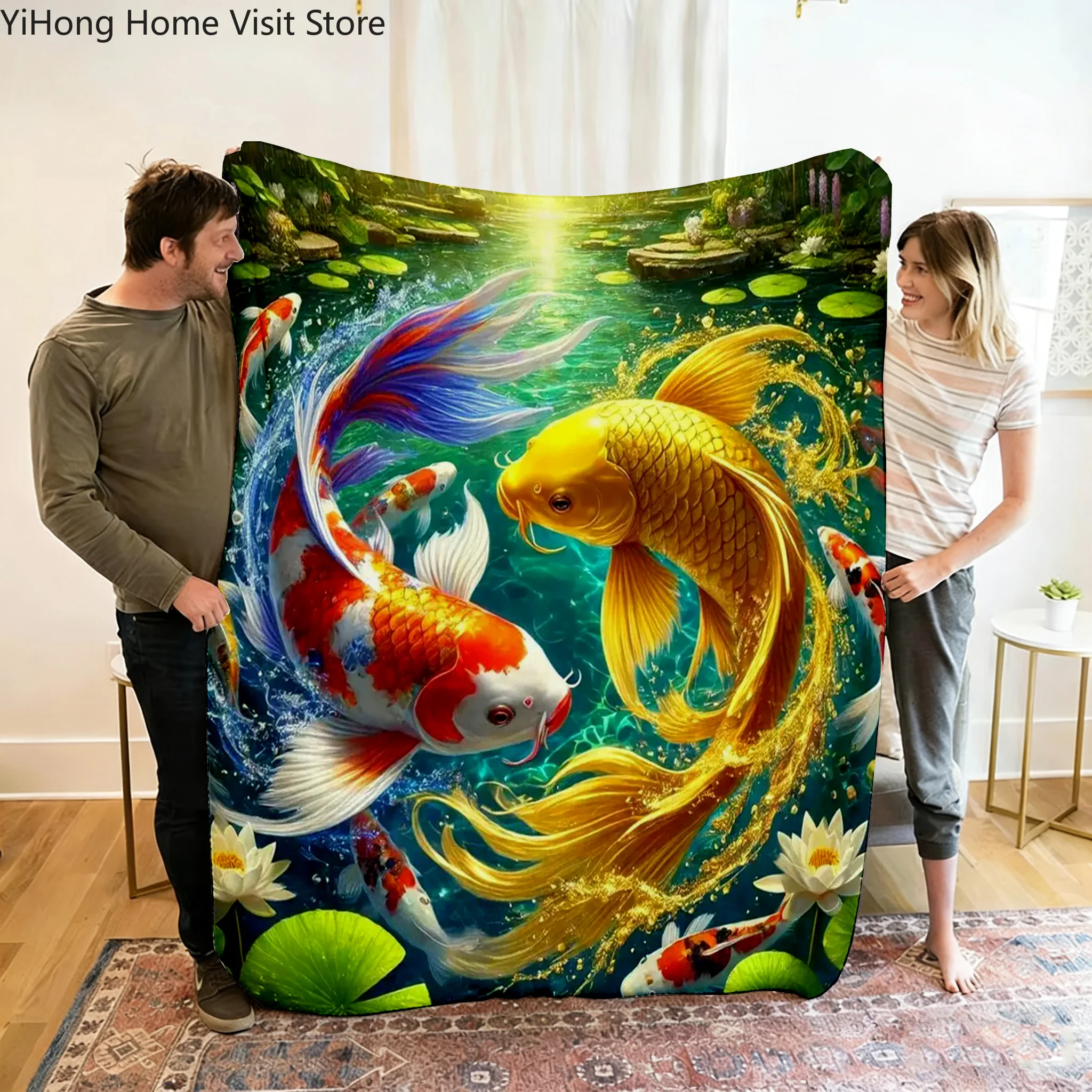 Animal Fish Picture Flannel Blanket For Kids Boys Girls Soft Perfect Birthdays Travel or Home Bed Sofa Decor