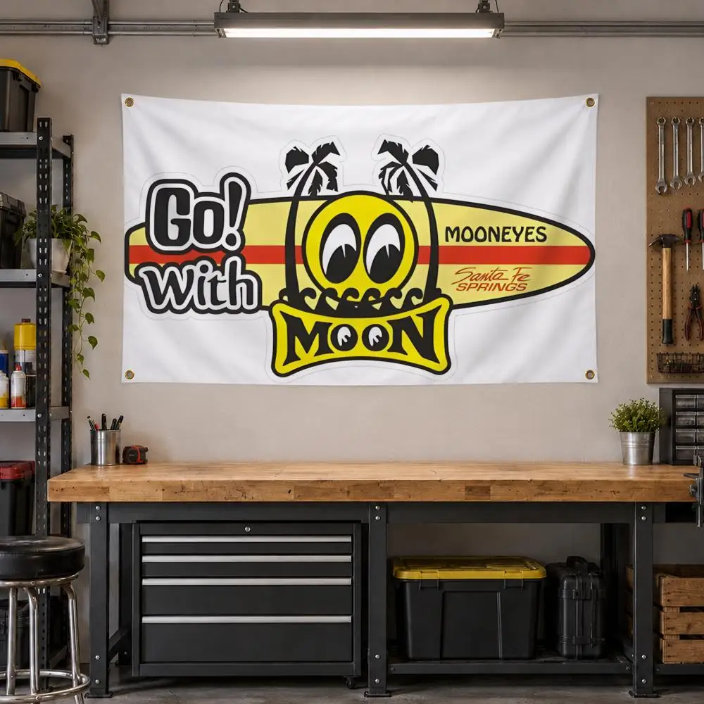 Auto MOONEYES Hot Rod Retro Garage Flags Personalized Banner Flag Room Dorm Camping Picnic Garage Bar Outdoor Wall Decor