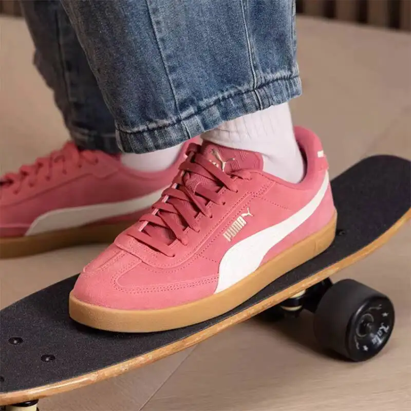 Raspberry PUMA Pink Women Suede Retro Skate Sneakers, Gold Logo Gum Sole Daily Casual Shoes 409204-02 Sneakers,