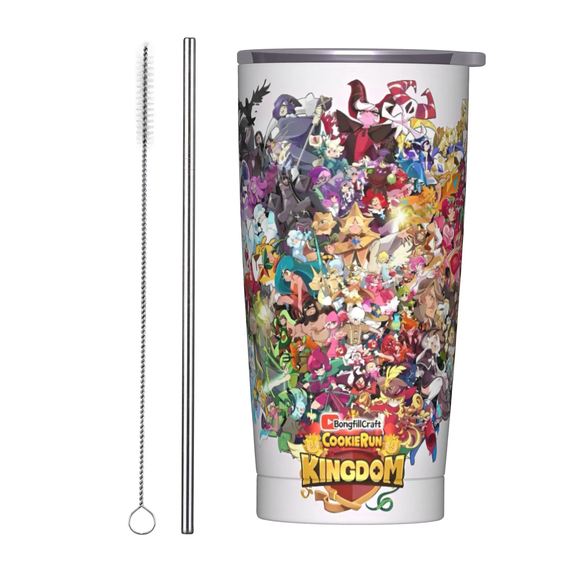 BongfilCrAfts -Cookies Runs Kingdoms Insulated Tumbler with Straws  Stainless Steel Coffee Mugs Double Wall Car Bottle Cup, 20oz