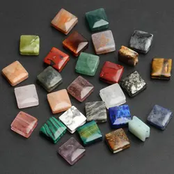 5Pcs10mm Square Stone Beads Crystal Agate Sunstone Amazonite Natural Loose Beads For Jewelry DIY Making Bracelet Accessories