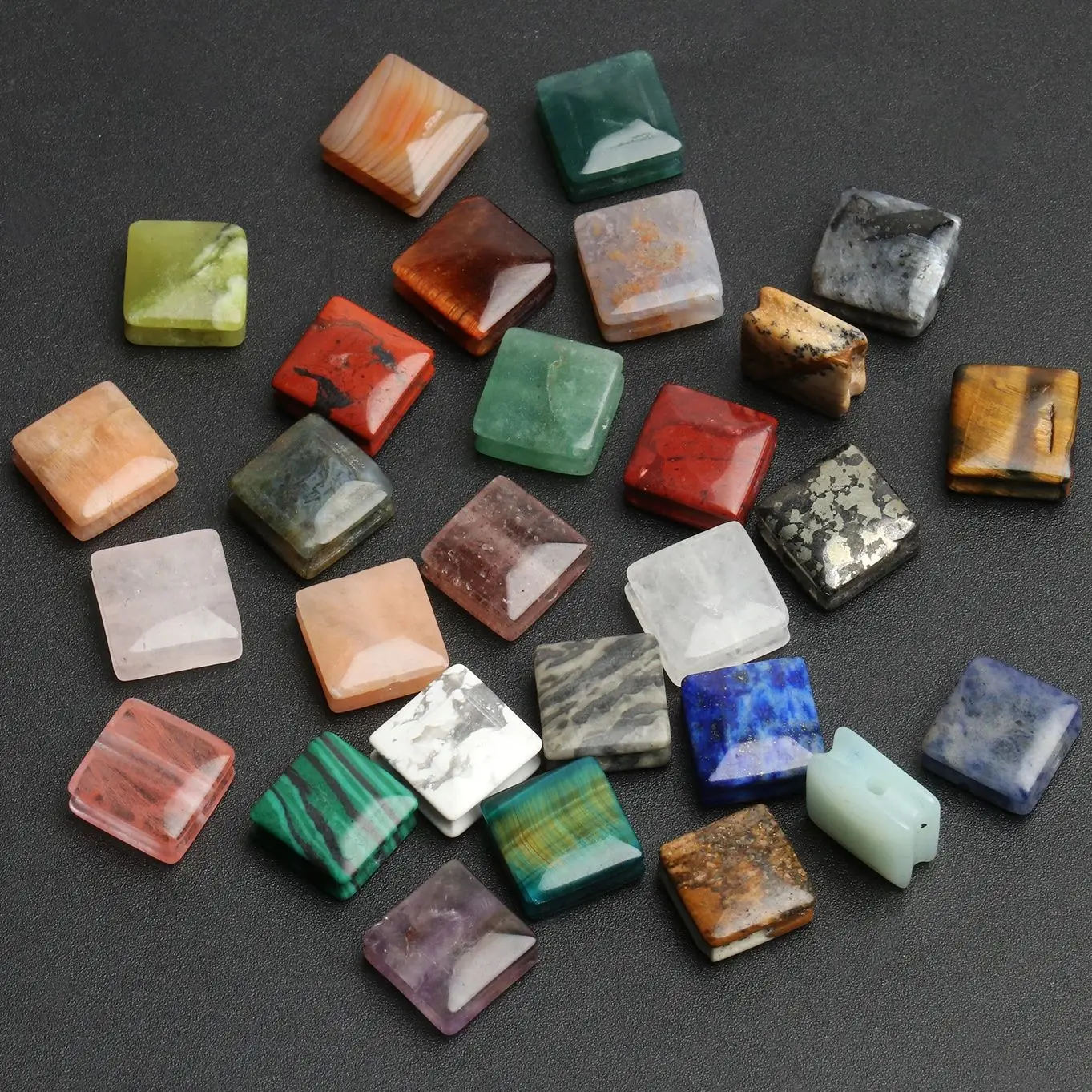 5 sztuk 10mm kwadratowe koraliki z kamienia kryształowy agat kamień słoneczny amazonit naturalne luźne koraliki do biżuterii DIY Making akcesoria do bransoletek