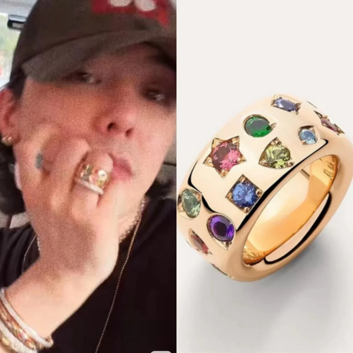 Korean Superstar GD Same Style Color Ring G-DRAGON Fashion Colored Zircon Kpop Niche Retro Versatile Ring Gift