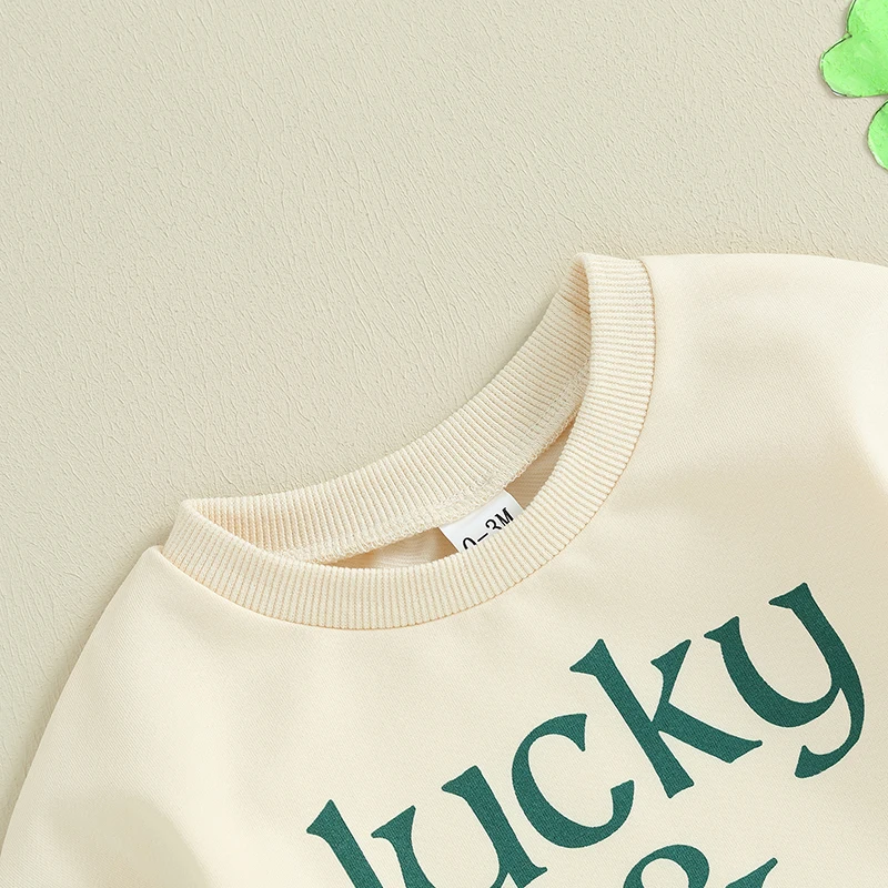 

Infant Baby Irish Festivals Jumpsuit Shamrock Letter Print Round Neck Long Sleeve Romper Newborn Clothes