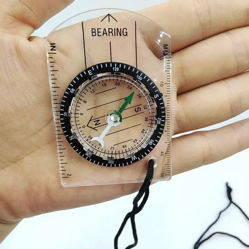 Acrylic Compass Multifunctional Transparent Compass Portable Equipment Guiding Tools Mini Map Ruler Hiking Camping Survival Gear