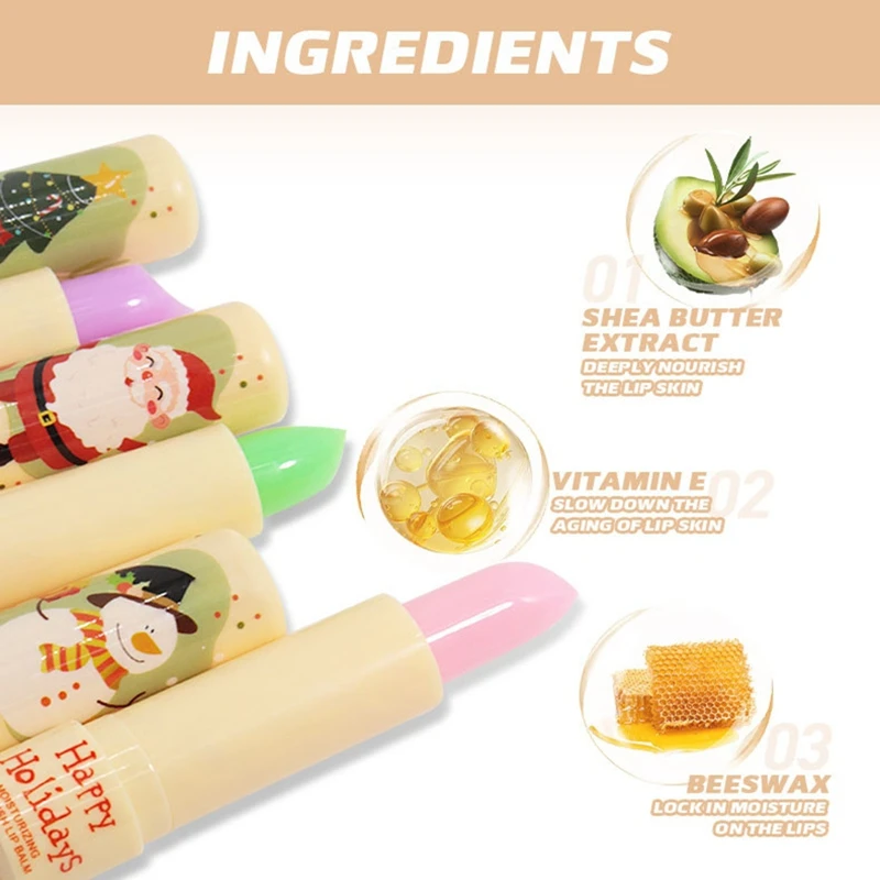 세 가지 색상 변하는 립스틱, 보습 및 진정 효과, 온도에 따라 색상이 변하는, 상쾌하고 끈적이지 않는 립스틱 세트