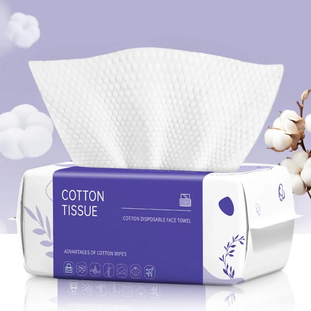 

100 Soft Cotton Disposable Face Towels for Cleansing Skincare and Makeup Removal