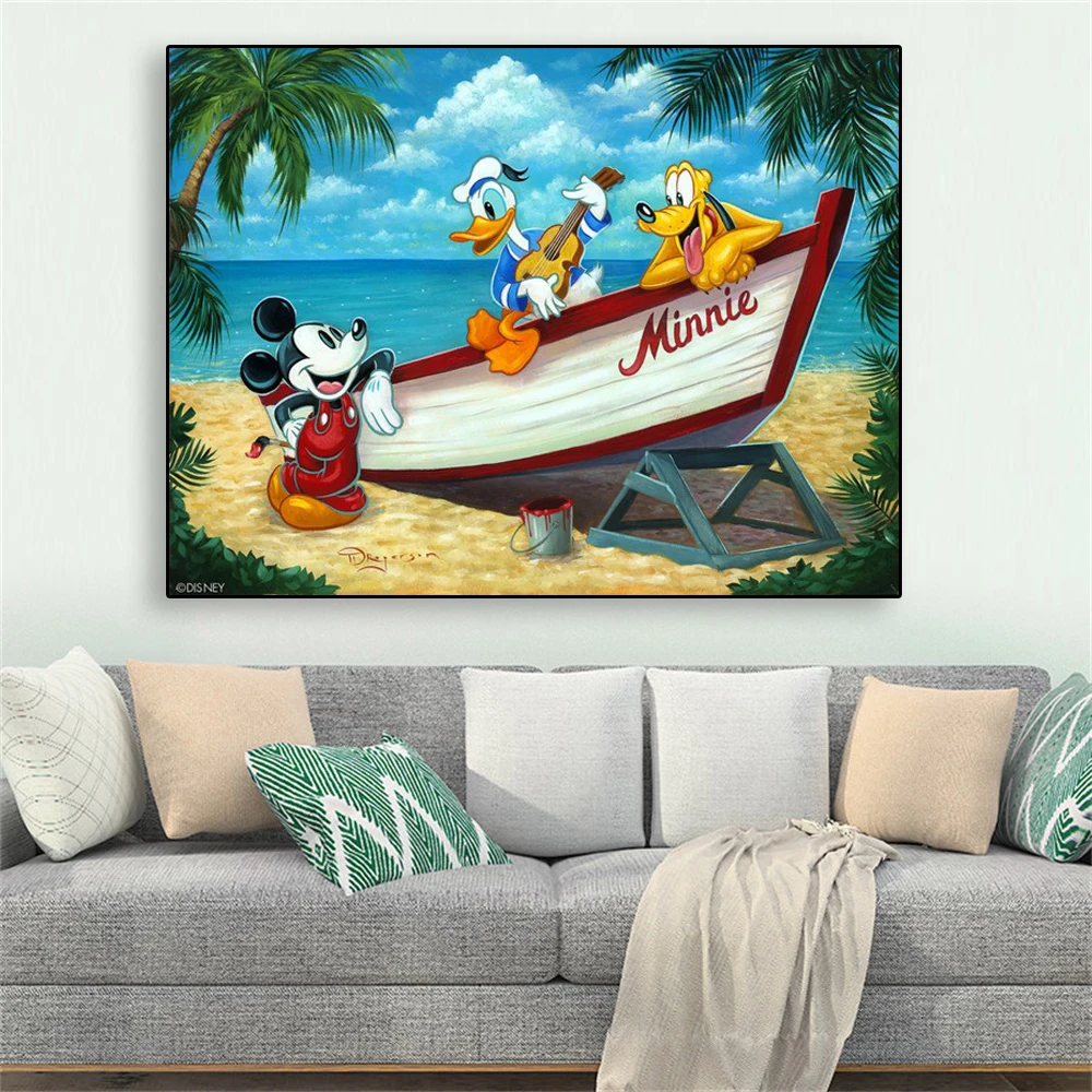 Disney Mickey Mouse Poster Donald Duck Animal Needlework Cartoon Canvas Painting Wall Decor Nursery Bedroom Decor Gift