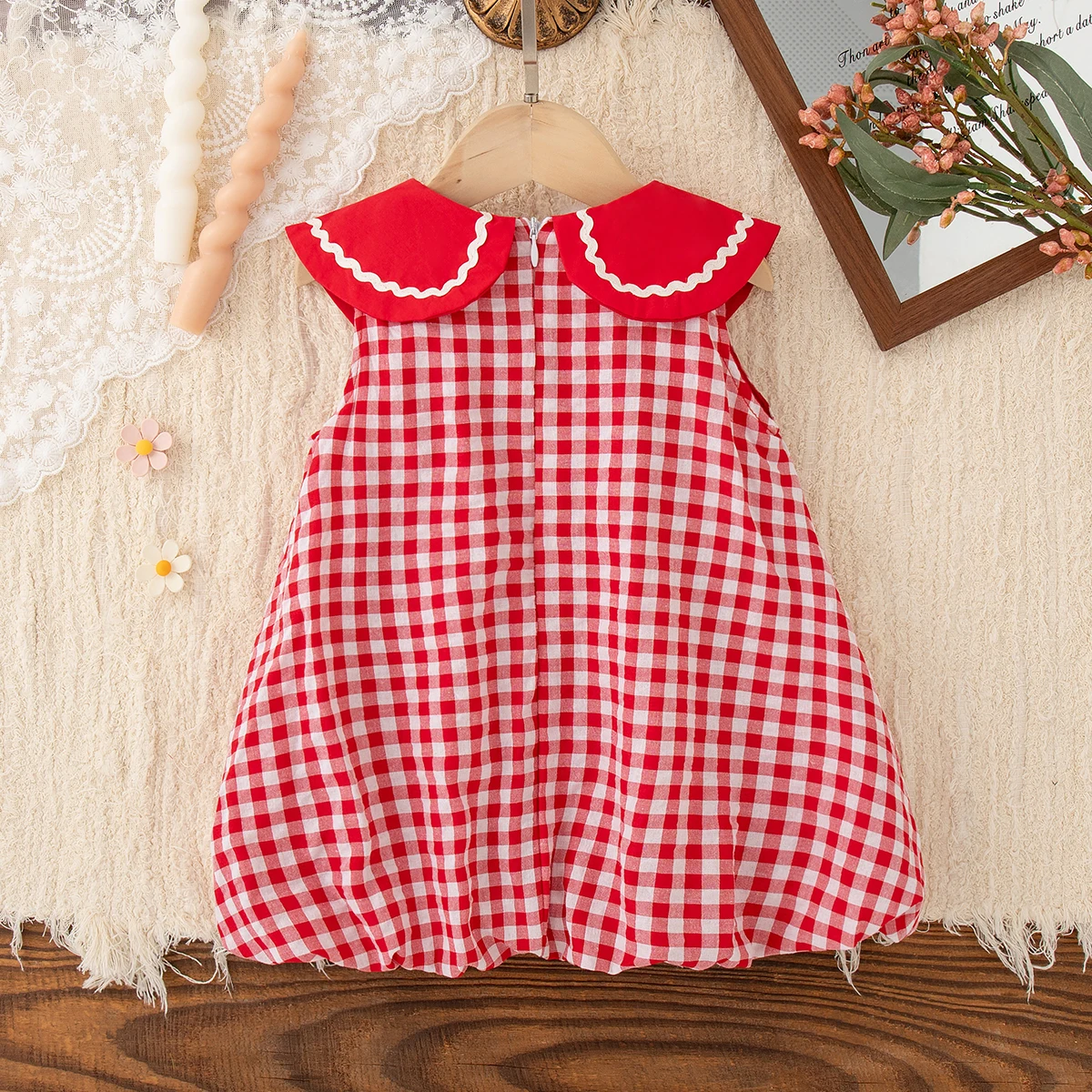 Christmas Party Dress! Summer New Red Apple Baby Girl Dress, Cute Checkered Children'S Clothing (6 Months -3 Years Old)
