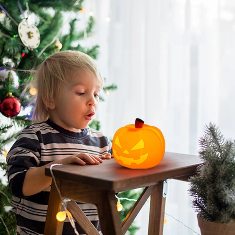 Pumpkin Silicone Nightlight Halloween Patting Atmosphere Decorative Light Home Feeding Soft Light Bedhead Children's Sleep Light