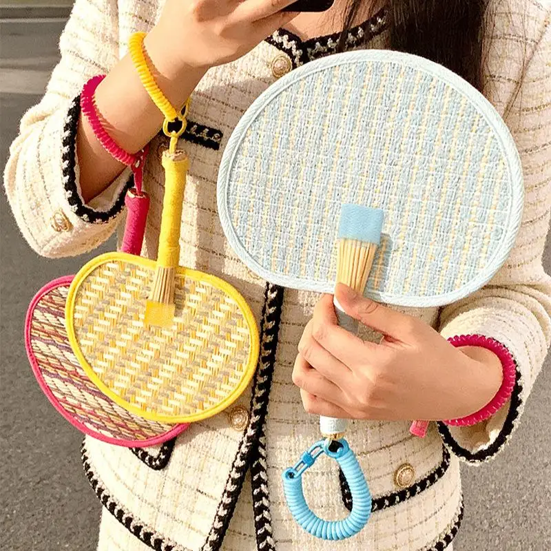 Artificial Round Environmentally Friendly Old Chinese Style Hand-Woven DIY Hand Fans Home Decoration Cooling Fan Woven Fan