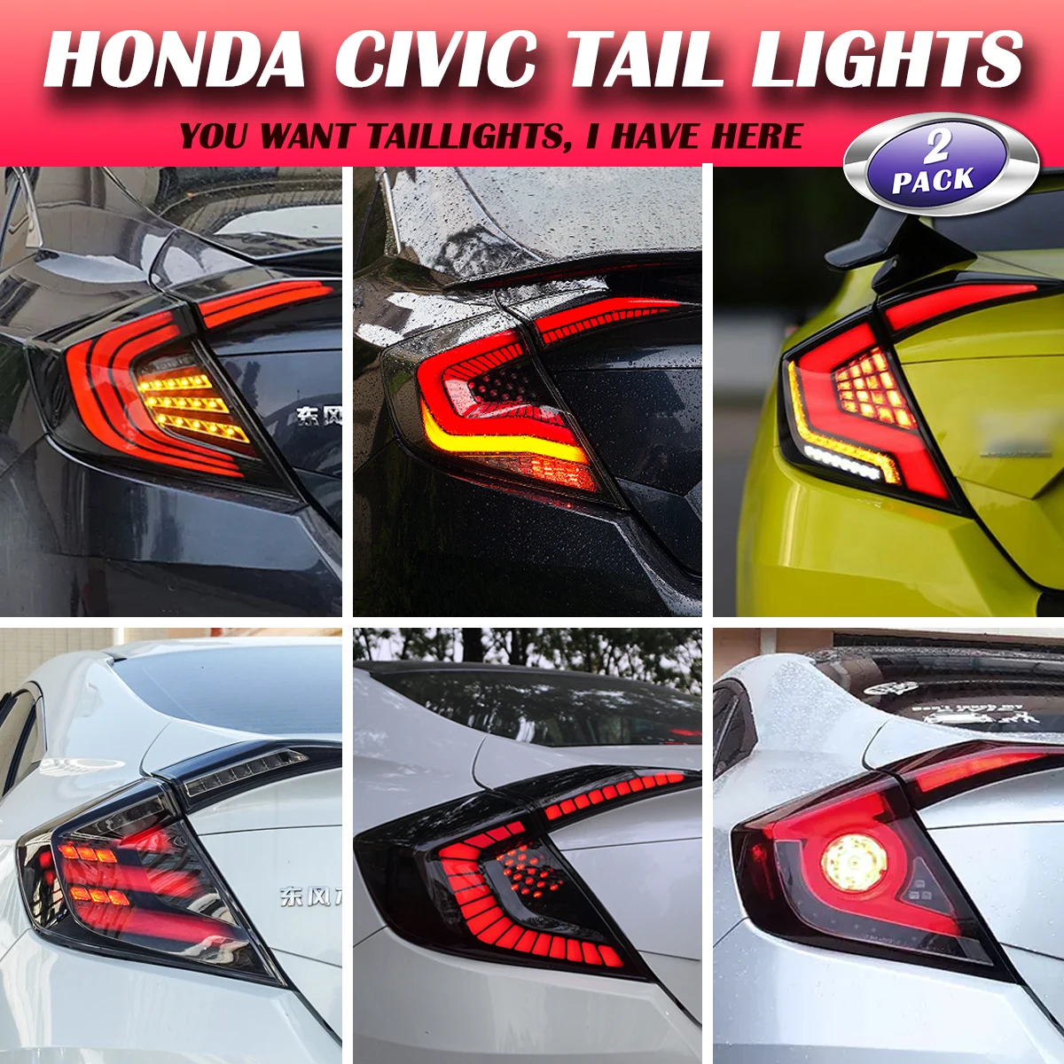 

Car Lights LED Tail Lamp For Honda Civic 10th Gen Sedan 2016 2017 2018 2019 2020 Rear Tail Light Dynamic DRL Smoke