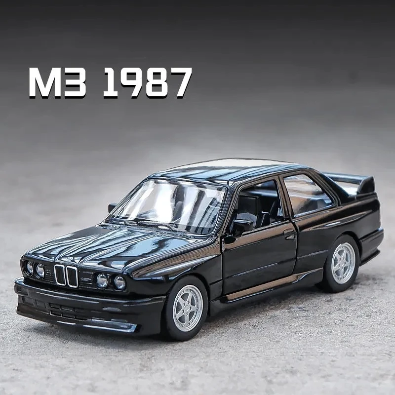 Imtfzct BMW M3 1987 Voiture Miniature Alliage 1/36 - Modèle à Friction Noir - Jouet Collection Enfant Garçon Fille