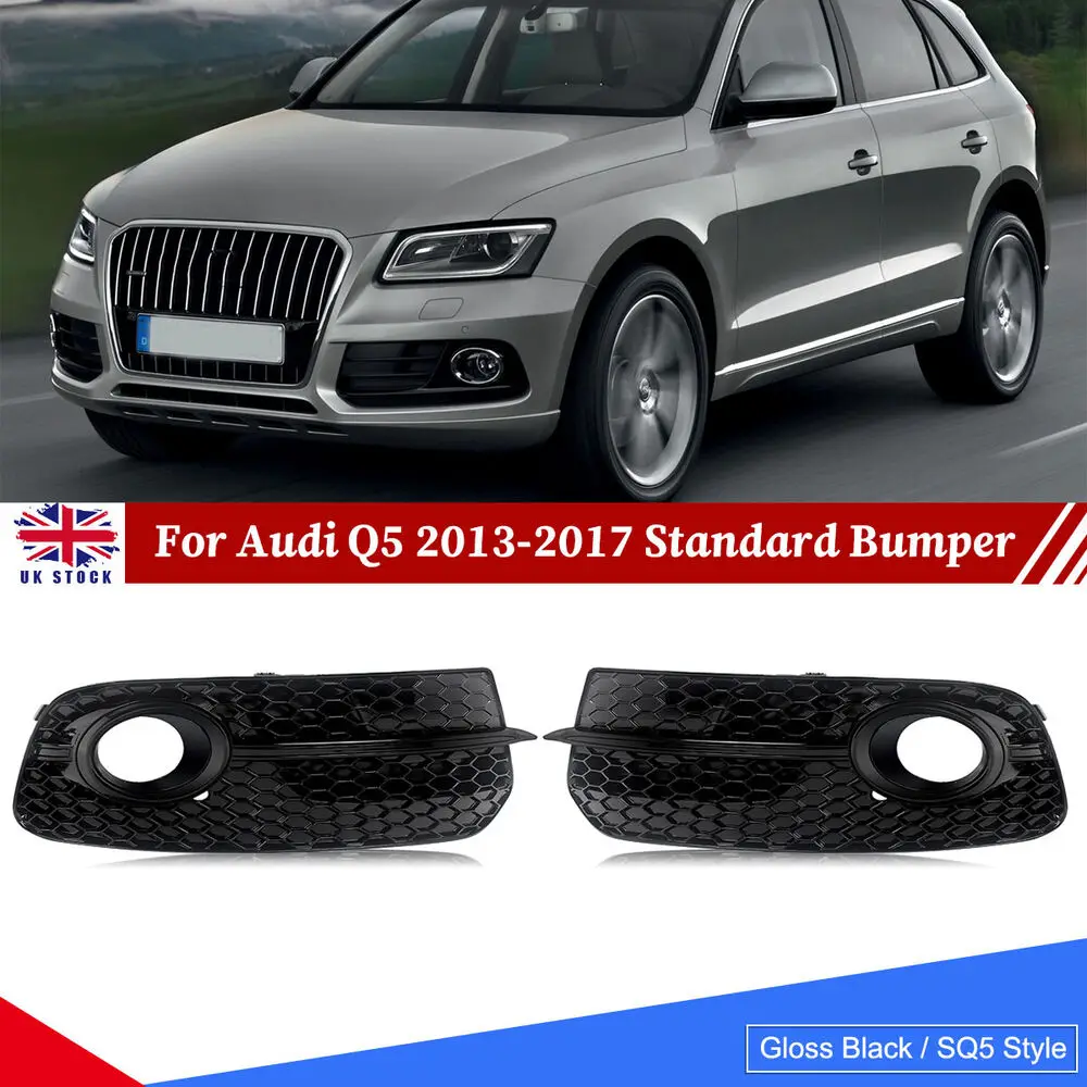 For Audi Q5 2013-17 Upgrade SQ5 Style Glossy Front Bumper Fog Light Grille Grill