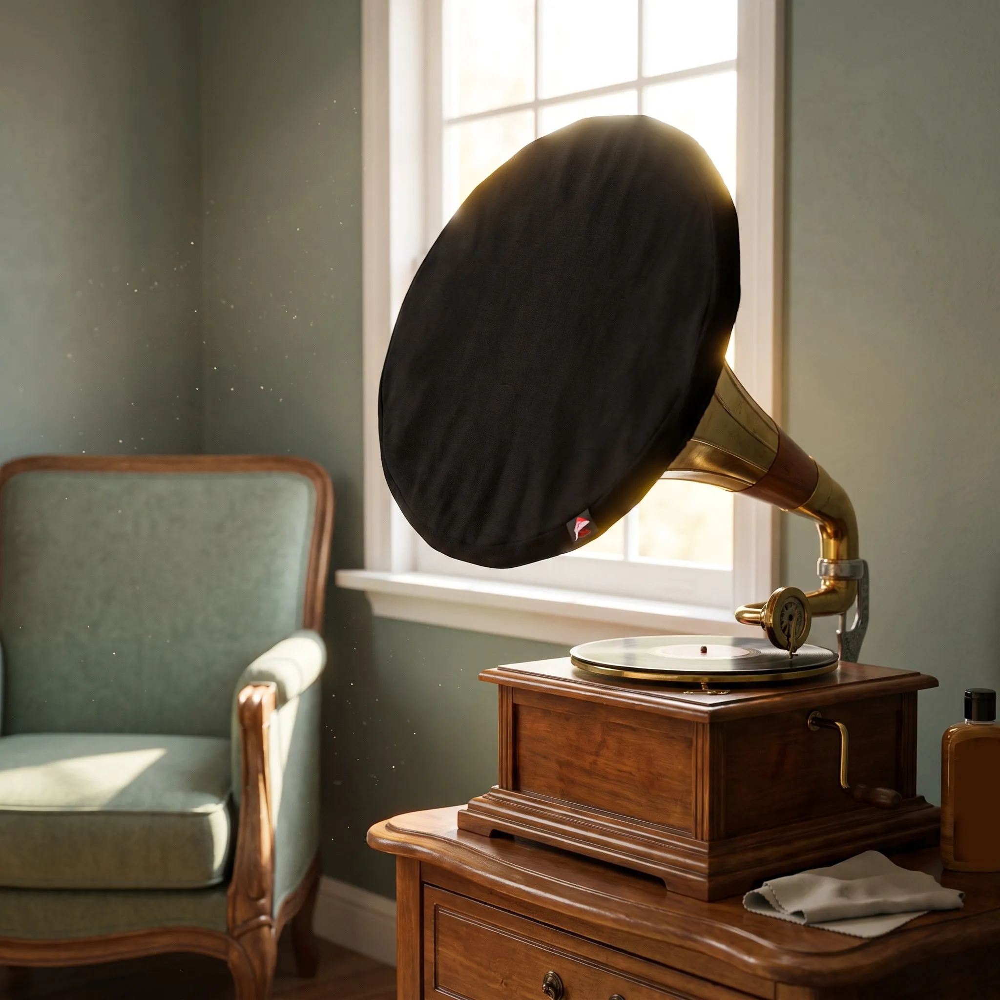 Dust Cover Phonograph Horn 11 Inch Elastic Band Washable Protective Cover Soft Fabric Turntable Horn Dustproof Vintage Record