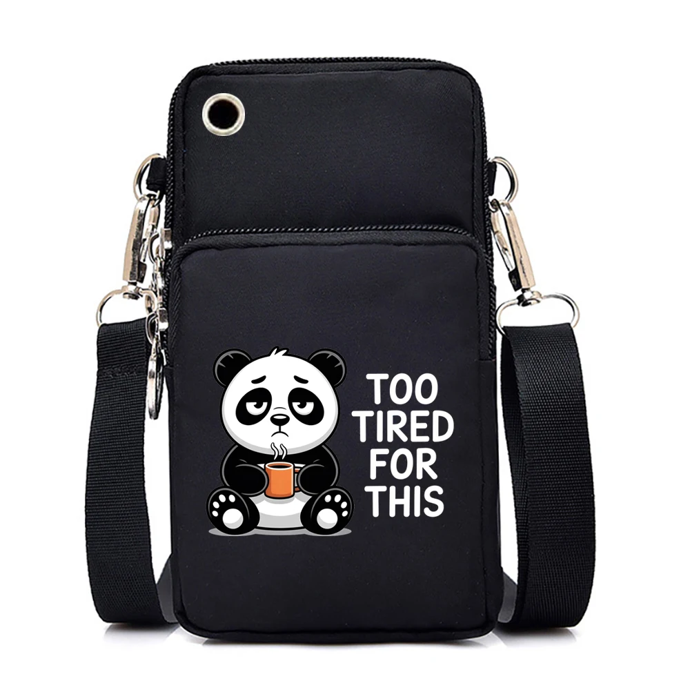 

Fun "Too Tired for This" Sleepy Panda Small Crossbody Bag Women Cartoon Humor Animal Sport Arm Bag Purses Shoulder Handbags